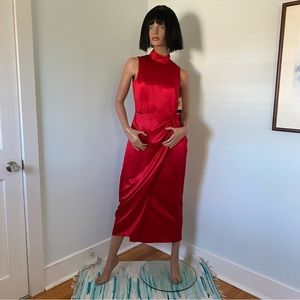 Lipstick Red 100% Silk Satin Dress